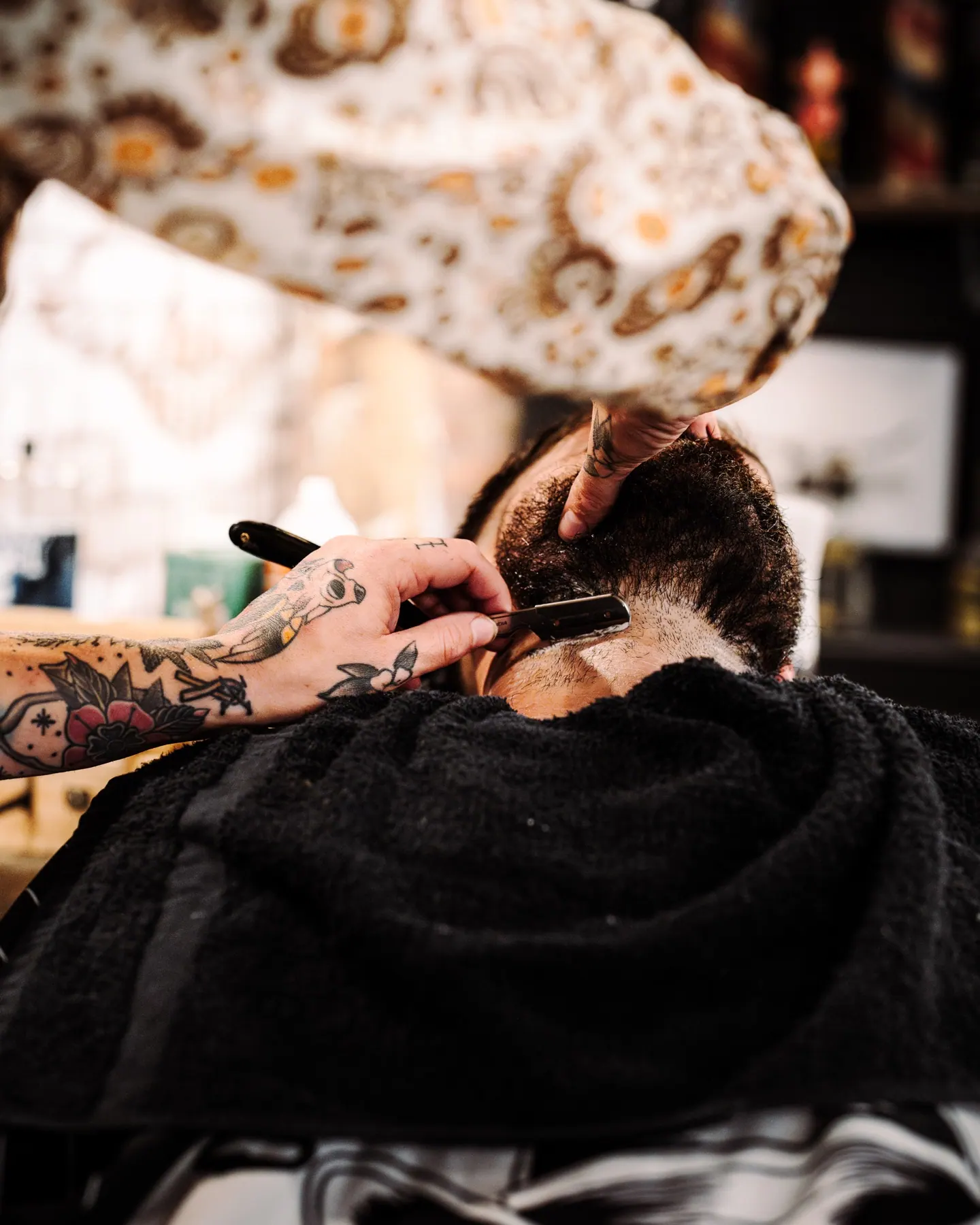 A straight-razor beard detail at Outlaw Barber Company Goose Creek